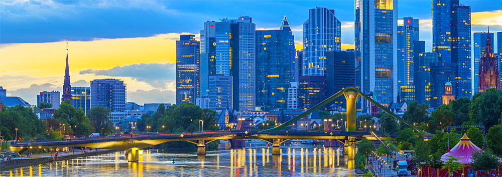 City skyline and River Main, Frankfurt am Main, Hesse, Germany, Europe