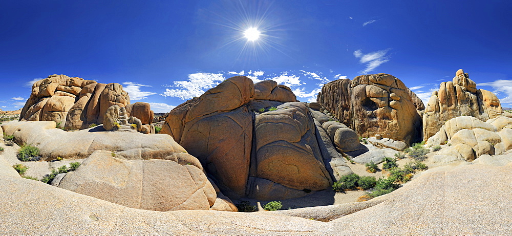 360Â¬âˆž panorama of Jumbo Rocks, Joshua Tree National Park, Desert Center, California, USA