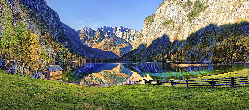 Obersee, Berchtesgarden National Park, Schonau am Konigssee, Berchtesgaden, Bavaria, Germany, Europe