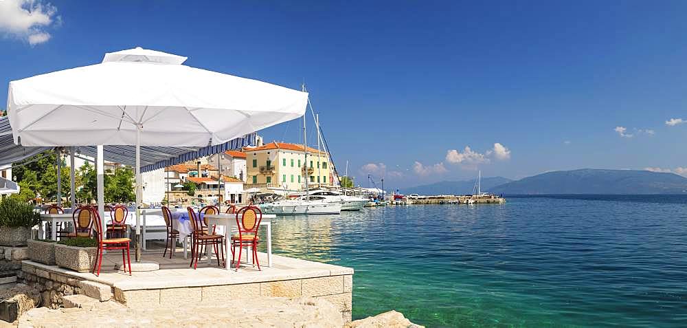 Restaurant by the sea, Valun, Cres Island, Kvarner Gulf Bay, Croatia, Europe