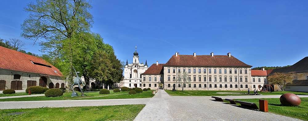 Raitenhaslach Monastery, St. George's Church and Academy Centre TUM Raitenhaslach, Burghausen, Upper Bavaria, Bavaria, Germany, Europe