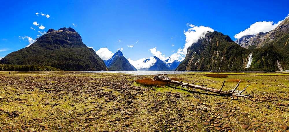 Landscape, Milford Sound, Milford Sound area, Fiordland National Park, Fiordland, South Island, New Zealand, Oceania