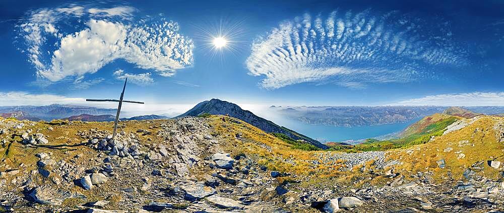 360 Panorama Monte Baldo with the peak Cima Valdritta and Lake Garda, Monte Baldo, Malcesine, Verona Italy, Trentino-Alto Adige, Italy, Europe