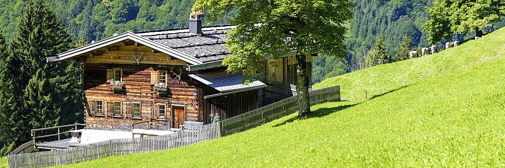 Gerstruben, a former mountain farming village in the Dietersbachtal valley near Oberstdorf, Allgäu Alps, Allgäu, Bavaria, Germany, Europe