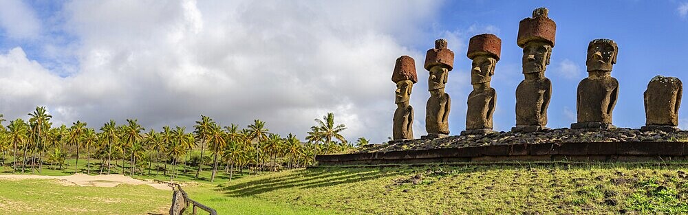 Moai on Anakena Beach on Easter Island Rapa Nui