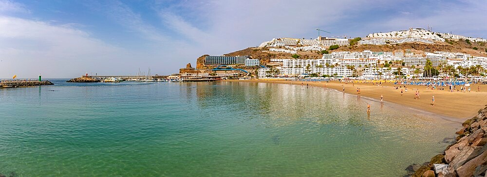 View of Puerto Rico beach, Playa de Puerto Rico, Gran Canaria, Canary Islands, Spain, Atlantic, Europe