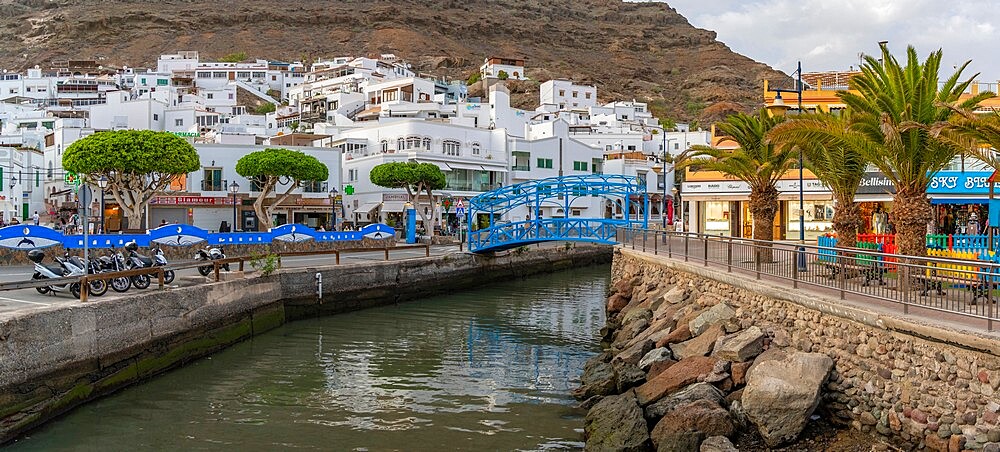 View of Puerto de Mogan town and river, Playa de Puerto Rico, Gran Canaria, Canary Islands, Spain, Atlantic, Europe