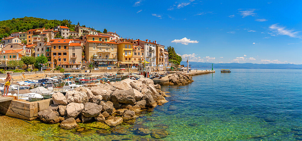 View of boats in the marina in Moscenicka Draga, Kvarner Bay, Eastern Istria, Croatia, Europe