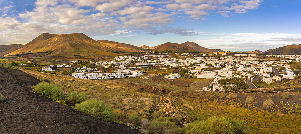 View of landscape and village of Uga, Uga, Lanzarote, Las Palmas, Canary Islands, Spain, Atlantic, Europe