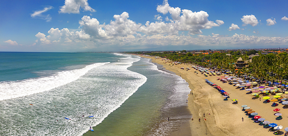 Aerial view of Kuta Beach, Kuta, Badung Regency, Bali, Indonesia, South East Asia, Asia