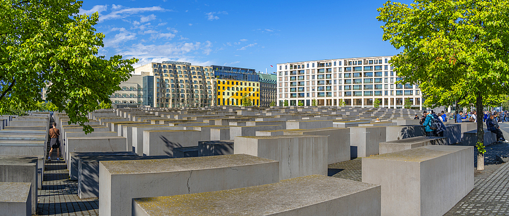 View of Memorial to the Murdered Jews of Europe, Berlin, Germany, Europe