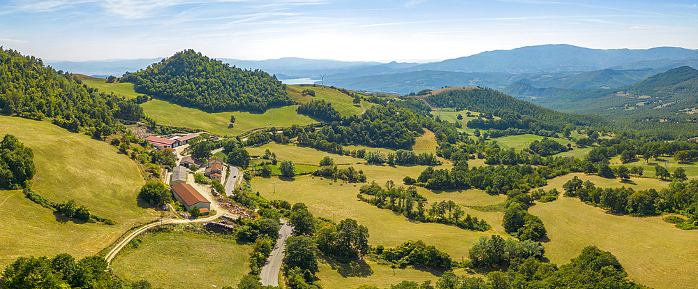 Elevated view of landscape near Borello, Emilia Romagna, Italy, Europe