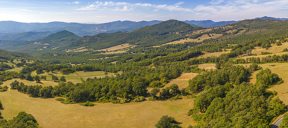 Elevated view of landscape near Borello, Emilia Romagna, Italy, Europe