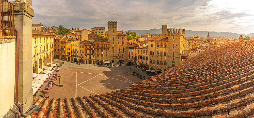 View of Piazza Grande from Palazzo della Fraternita dei Laici, Arezzo, Province of Arezzo, Tuscany, Italy, Europe