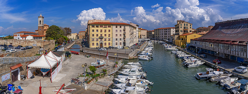 View from Punto Panoramico Ponte Santa Trinita, Livorno, Province of Livorno, Tuscany, Italy, Europe