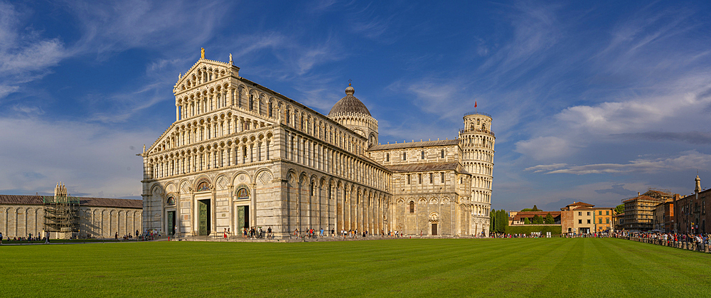 View of Pisa Cathedral and Leaning Tower of Pisa, UNESCO World Heritage Site, Pisa, Province of Pisa, Tuscany, Italy, Europe