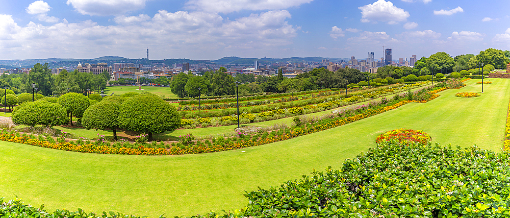 View of Pretoria skyline and Union Buildings Gardens from Union Buildings, Pretoria Central, Pretoria, South Africa, Africa