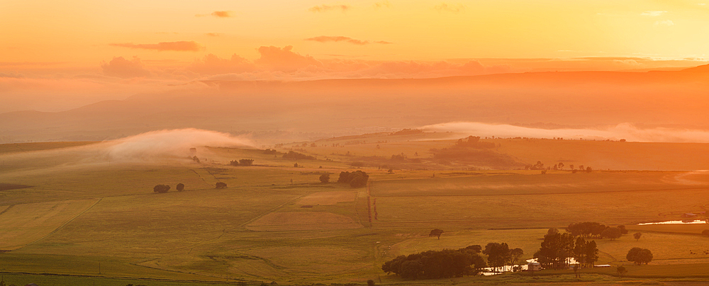 View of landscape from Kloppenheim Country Estate at sunrise, Machadodorp, Province of Mpumalanga, South Africa, Africa