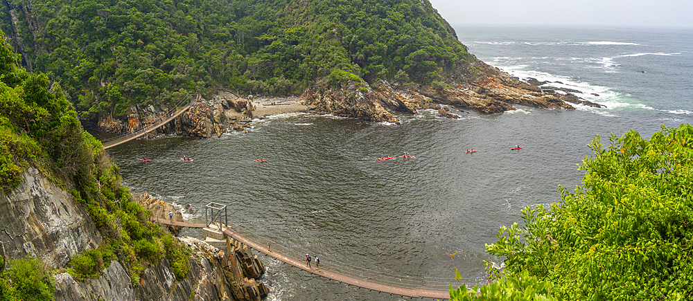 View of suspension bridge at Storms River, Tsitsikamma National Park, Garden Route National Park, South Africa, Africa