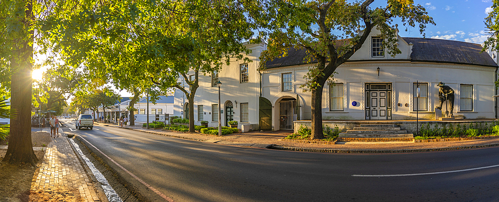 View of whitewashed architecture, Stellenbosch Central, Stellenbosch, Western Cape, South Africa, Africa