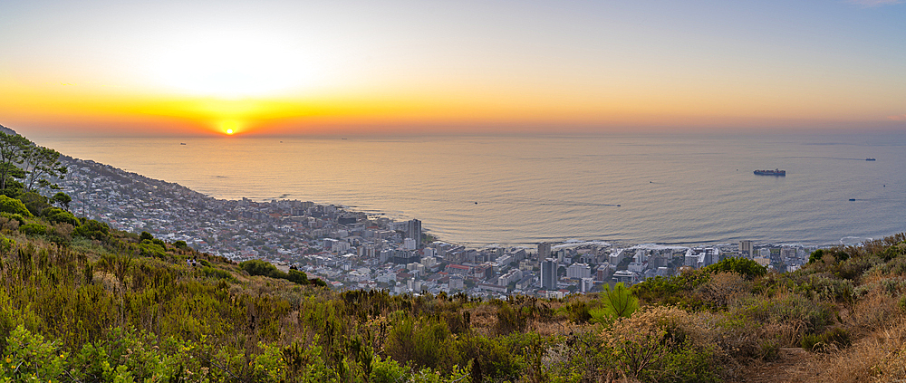 View of Bantry Bay at sunset from Signal Hill, Cape Town, Western Cape, South Africa, Africa