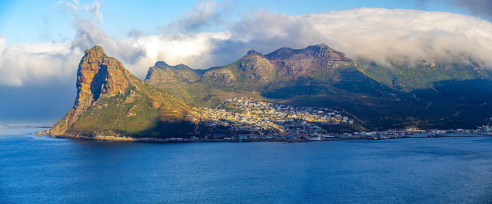 View of Hout Bay from Chapmans Peak Drive, Hout Bay, Table Mountain National Park, Cape Town, Western Cape, South Africa, Africa