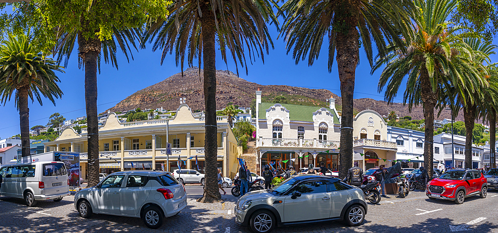 Colourful architecture on St. George's Street, Simon's Town, Cape Town, Western Cape, South Africa, Africa