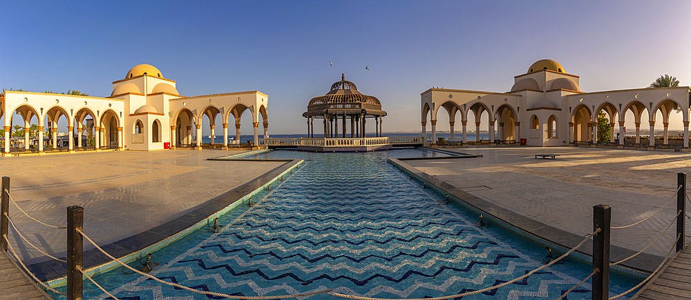 View of Arrival Piazza in Sahl Hasheesh Old Town, Sahl Hasheesh, Hurghada, Red Sea Governorate, Egypt, North Africa, Africa