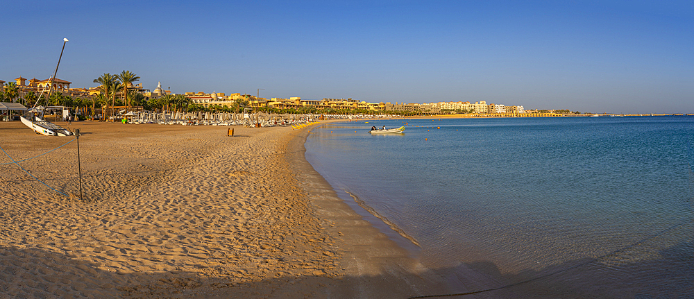 View of beach in Sahl Hasheesh Old Town, Sahl Hasheesh, Hurghada, Red Sea Governorate, Egypt, North Africa, Africa