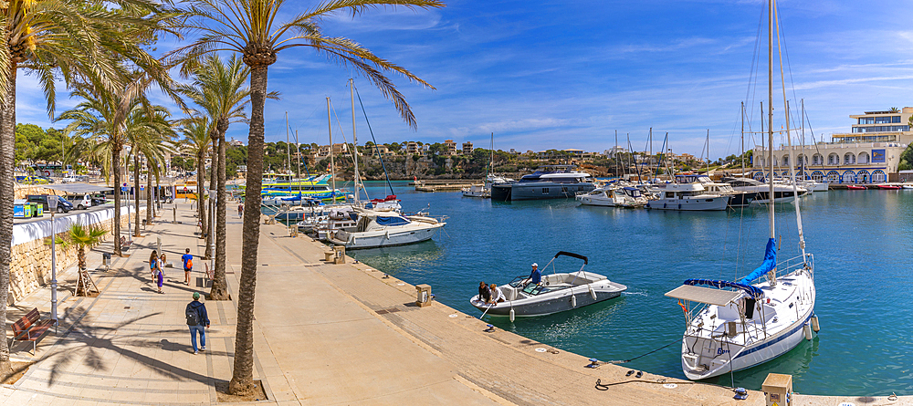 View of boats in Port Manacor, Porto Cristo, Majorca, Balearic Islands, Spain, Mediterranean, Europe