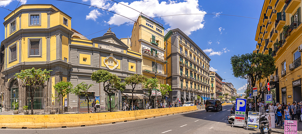 View of traffic and architecture on Corso Umberto I, Naples, Campania, Italy, Europe