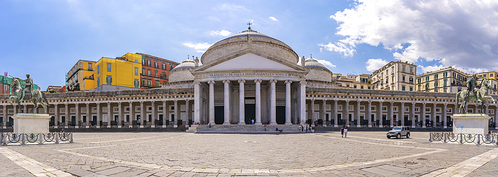 Panoramic view of Piazza del Plebiscito, historic centre, UNESCO World Heritage Site, Naples, Campania, Italy, Europe