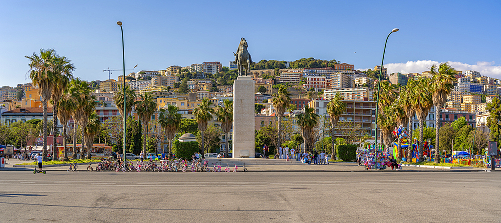 View of Armando Diaz statue in Rotonda Diaz, Naples, Campania, Italy, Europe