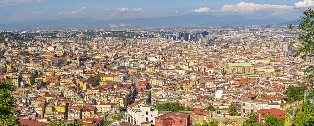 Elevated view of Naples skyline from Castel Sant'Elmo, Naples, Campania, Italy, Europe