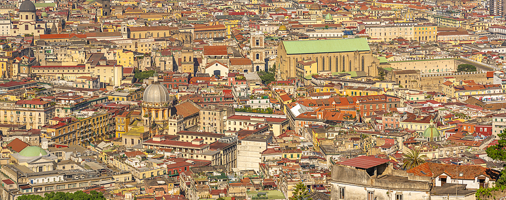 Elevated view of Naples skyline from Castel Sant'Elmo, Naples, Campania, Italy, Europe