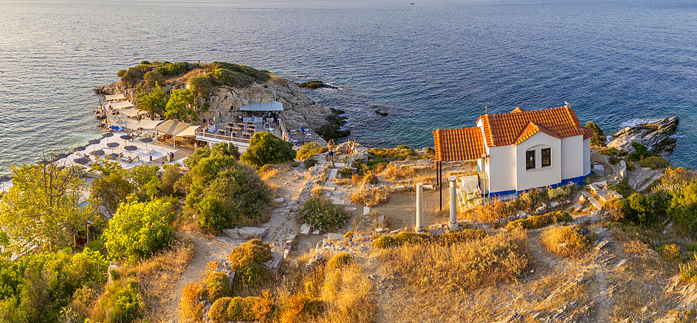 View of Church of the Holy Apostles, Thassos Town, Limenas, Thassos, Aegean Sea, Greek Islands, Greece, Europe