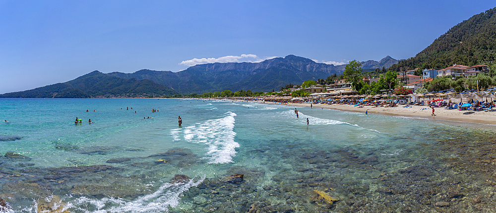 View of Golden Beach at Chrysi Ammoudia, Thassos, Aegean Sea, Greek Islands, Greece, Europe