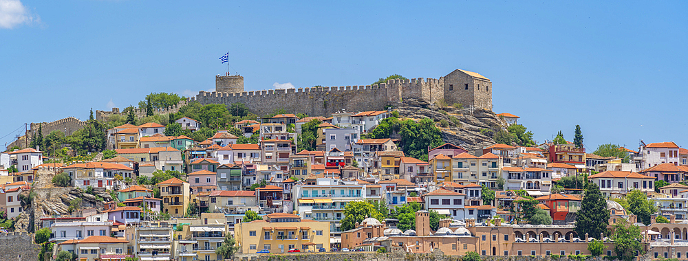 View of Kavala Fortress from the port, Kavala, Dimos Kavalas, Eastern Macedonia and Thrace, Gulf of Thasos, Gulf of Kavala, Greece, Europe