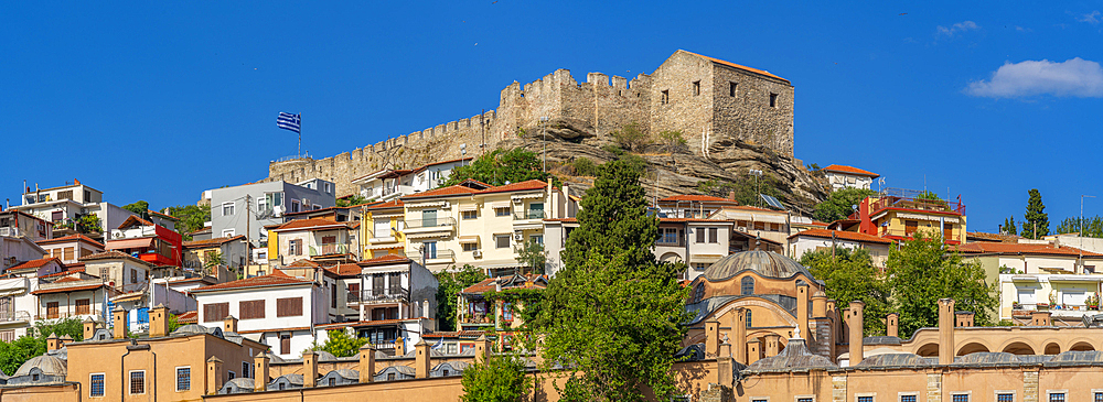 View of Kavala Fortress from the port, Kavala, Dimos Kavalas, Eastern Macedonia and Thrace, Gulf of Thasos, Gulf of Kavala, Greece, Europe