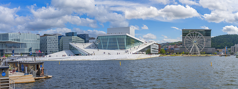 View of Oslo Opera House on sunny day, Oslo, Norway, Scandinavia, Europe