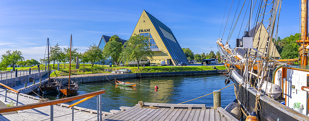 View of The Fram Museum and wooden boats, Bygdoynesveien, Oslo, Norway, Scandinavia, Europe