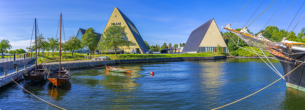 View of The Fram Museum and wooden boats, Bygdoynesveien, Oslo, Norway, Scandinavia, Europe