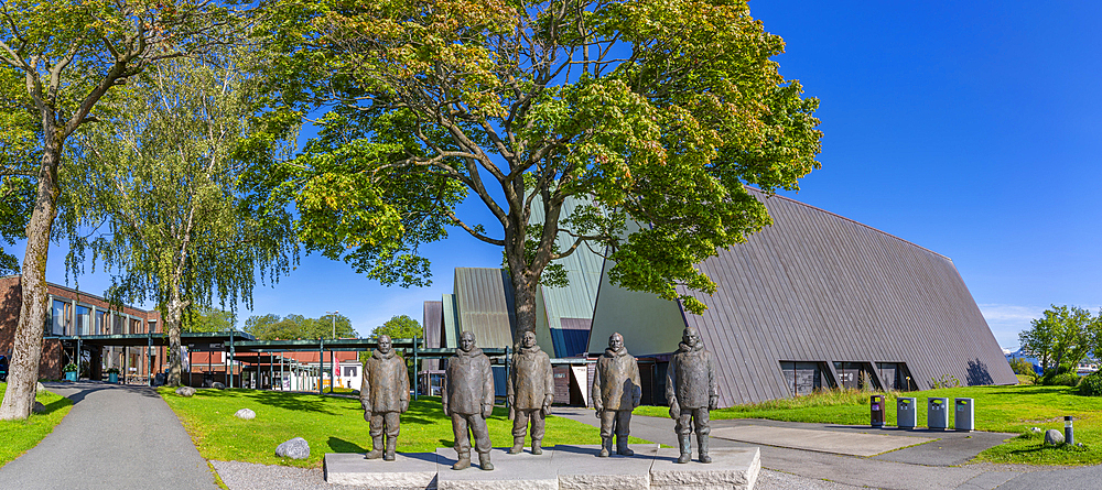 View of Roald Amundsen monument sculpture at The Fram Museum, Bygdoynesveien, Oslo, Norway, Scandinavia, Europe