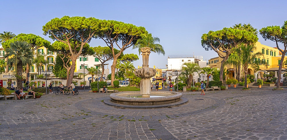 View of Piazzale Santa Restituta in the town of Lacco Ameno, Island of Ischia, Campania, Italy, Europe