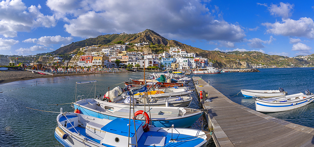 View of Sant'Angelo from Porto di Sant'Angelo, Sant'Angelo, Island of Ischia, Campania, Italy, Europe