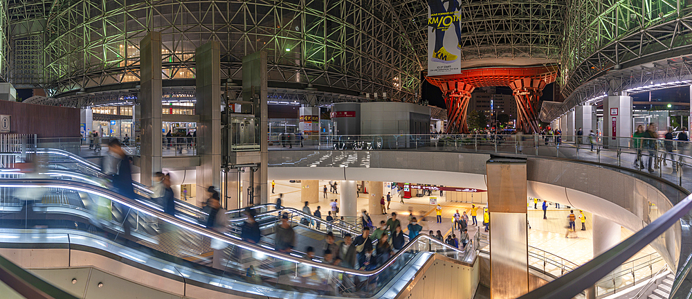 View of interior of Kanazawa Station at night, Kanazawa City, Ishikawa Prefecture, Honshu, Japan