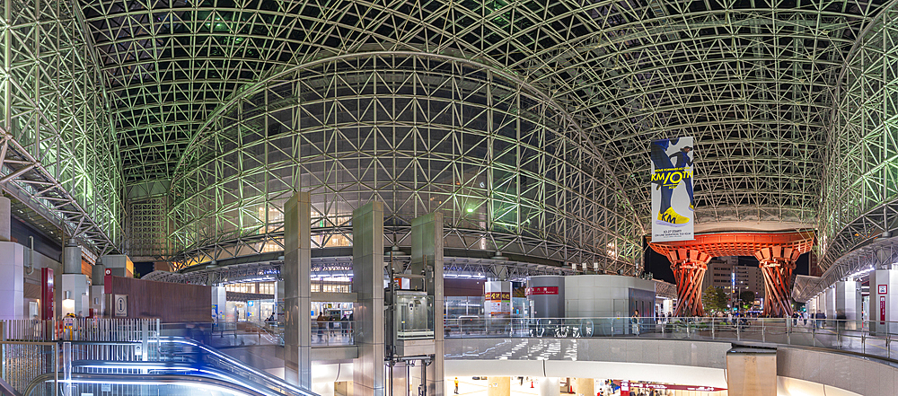 View of interior of Kanazawa Station at night, Kanazawa City, Ishikawa Prefecture, Honshu, Japan