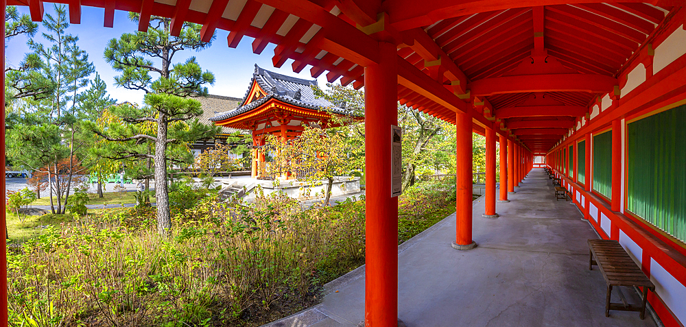 Shoro (Bell Building) and tunnel to Rengeoin Todaimon (Grand East Gate) in Sanjusangendo Temple, Sanjusangendomawari, Kyoto, Honshu, Japan