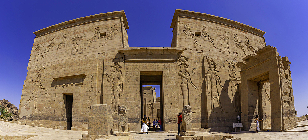 View of Temple at Philae on a sunny day, Aswan, Nubia, Egypt, North Africa, Africa