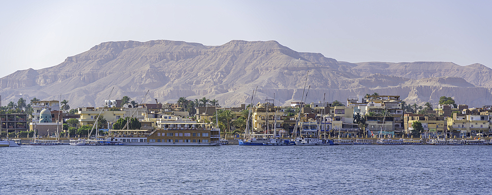 View of Nile river in Luxor on a sunny day, Luxor, Egypt, Africa
